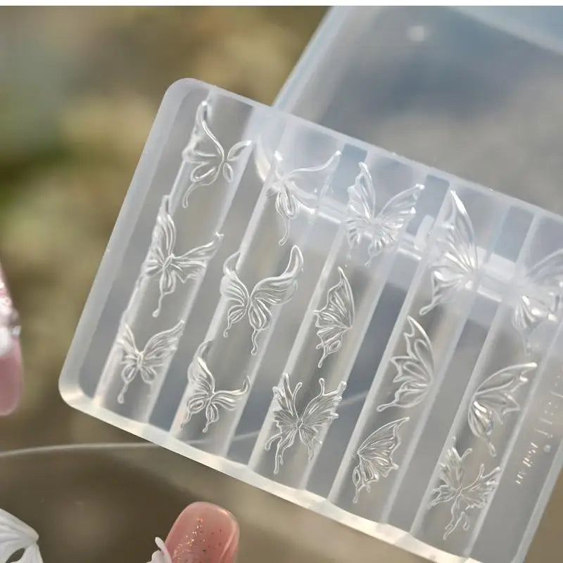 Nails DIY Design Rose Flower Nail Mold Stamping Plate Manicure Mold 3D Mini Silicone Mold Butterfly Wings Nail Art Decorations