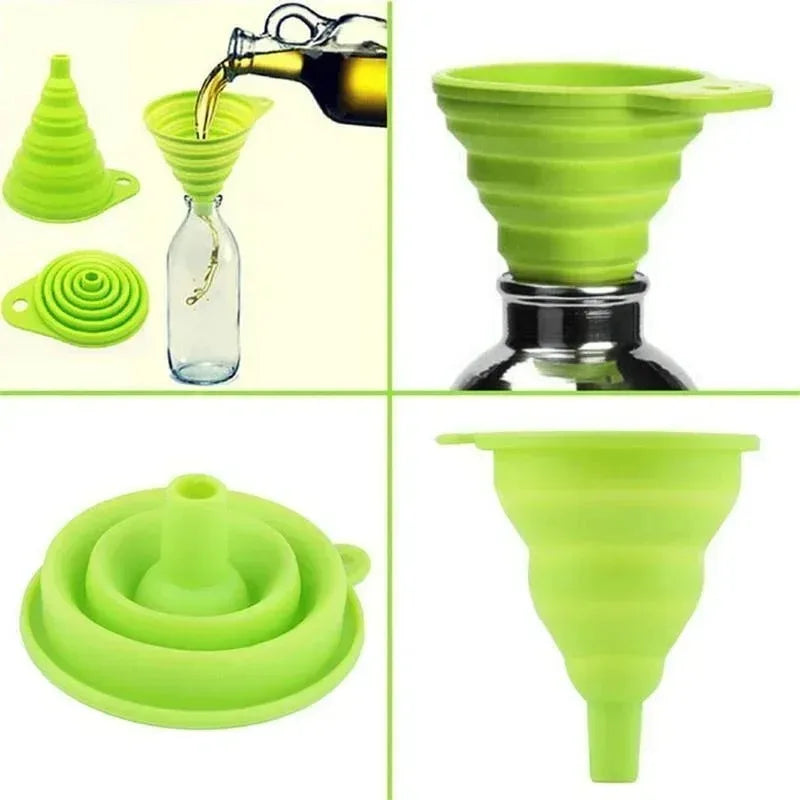 Folding Silicone Funnel for Filling Bottles Kitchen Silicone Funnel Food Grade TPR Collapsible Funnel Kitchen Gadgets Oil Filler
