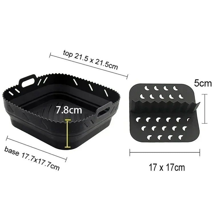Dishwasher safe Square Silicone Air Fryer Liner Reusable Heat Resistant eazy clean air fryer silicone liners with divider