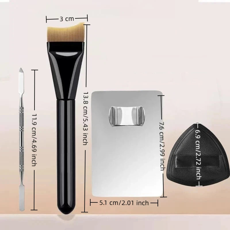 Makeup Foundation Brush Mixing Palette Stainless Steel Foundation Lipstick Eye Shadow Mixer Palette With Spatula MakeUp Set