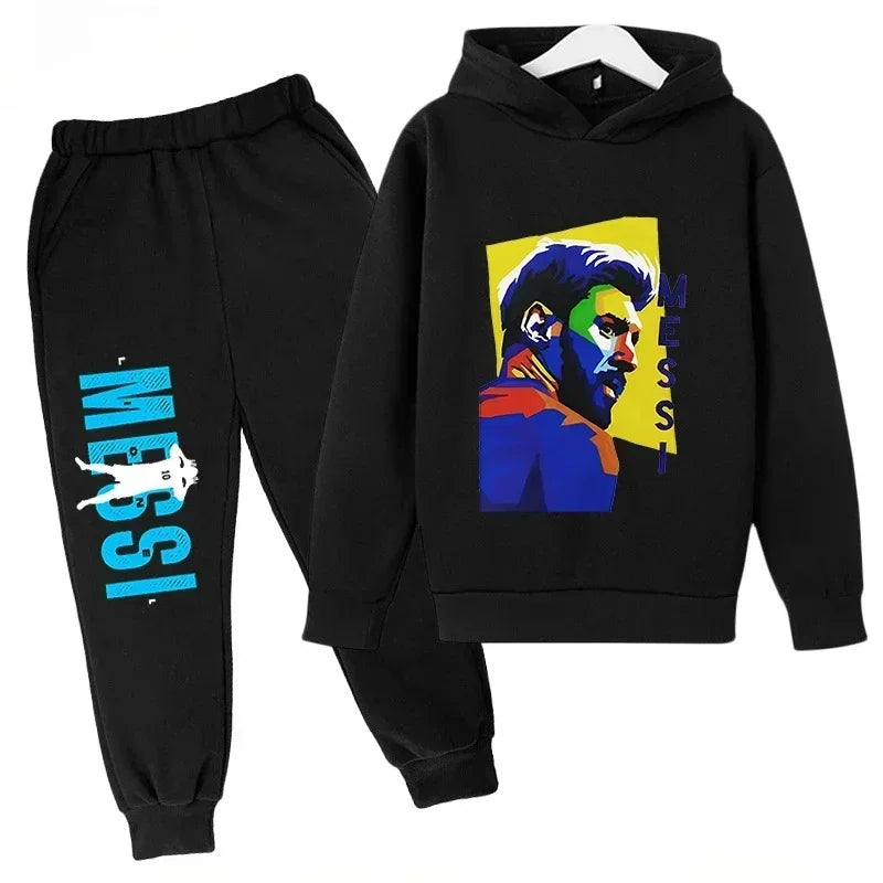 Spring Autumn Children's Set Sports Messi Print Hoodie Set Pants Suit 2pcs Set Boys Girls Kid Clothing Casual Fashion Tracksuit