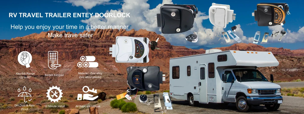 Caravana Accesorios Camping Rv Lock Fingerprint Sensor Caravan Rv Keyless Entry Door Locks Handle Latch Knob Deadbolt Bl