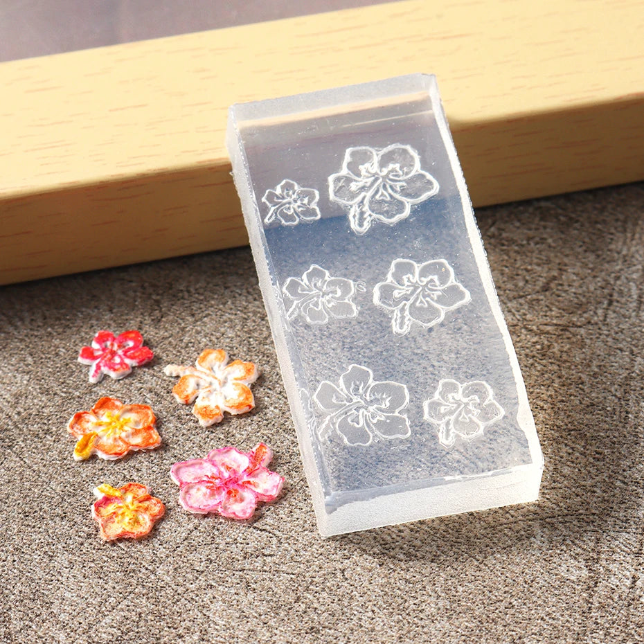 5D Flower Silicone Mold Nail Carving Mould Stencils Acrylic Plumeria Flower Spring Nail Art Decorations Manicure Template Tools