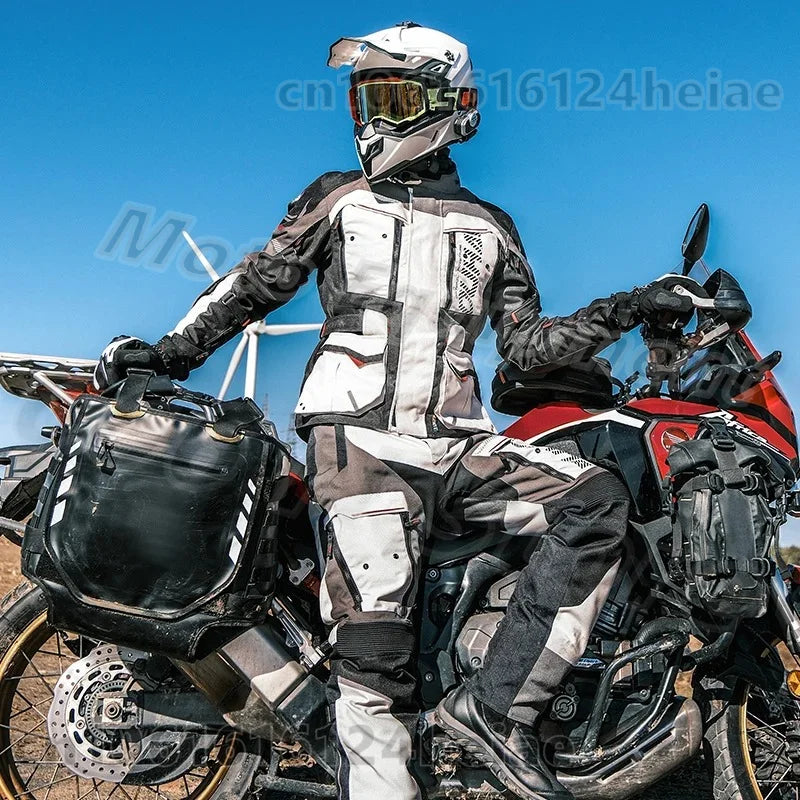 Waterproof Motorcycle Jacket and Pants Suit with CE Level Fall Protection Motocross Riding Gear for All Weather Conditions