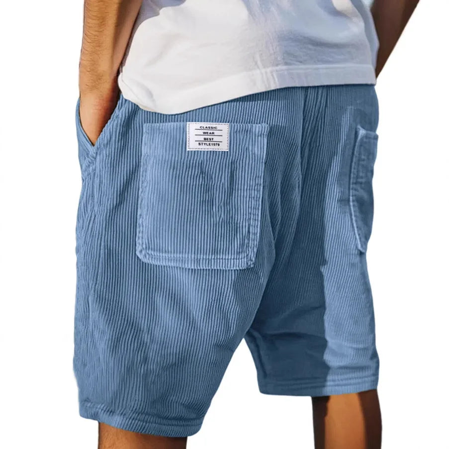 Summer New Men's Corduroy Shorts Fashion American Style Multi Pocket Pants Embroidered Logo Retro Straight Leg Shorts For Male