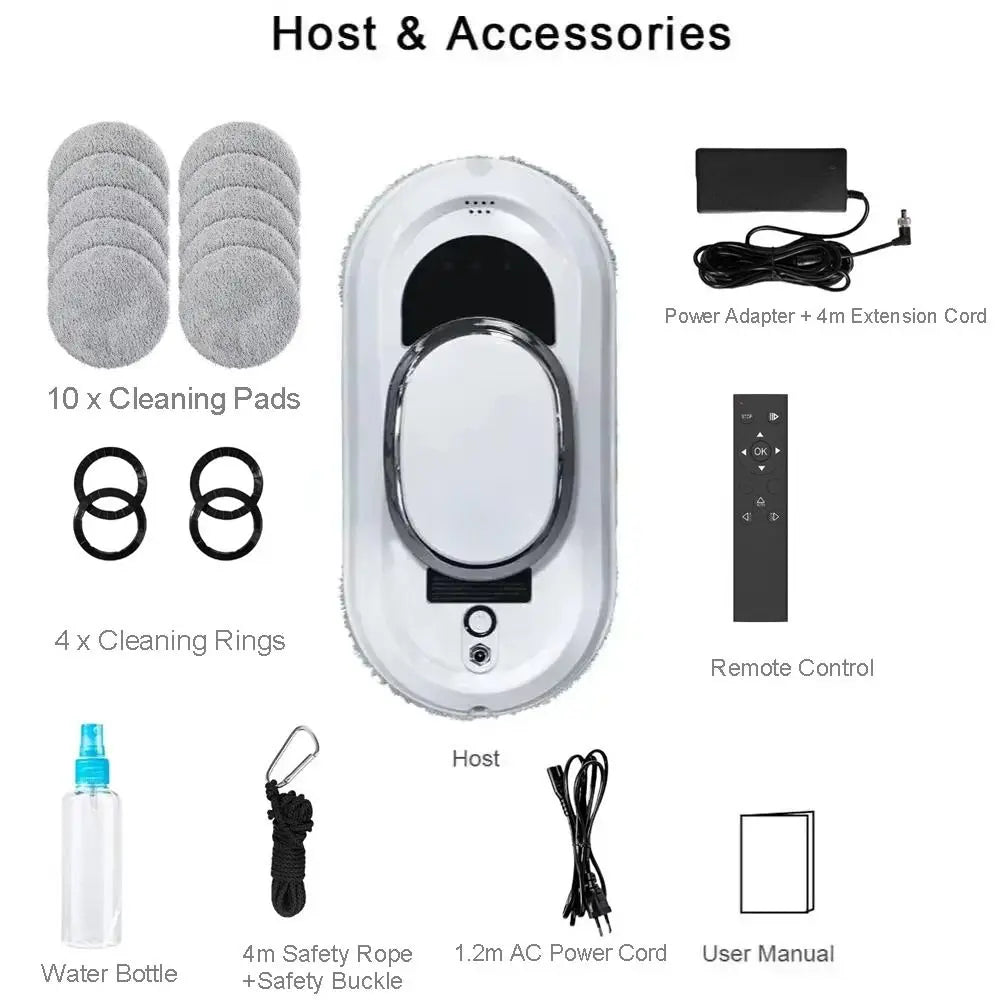 Remote Control Robot Glass Cleaner 3 Cleaning Modes Intelligent Navigation Window Cleaning Robot 10 Cleaning Cloths