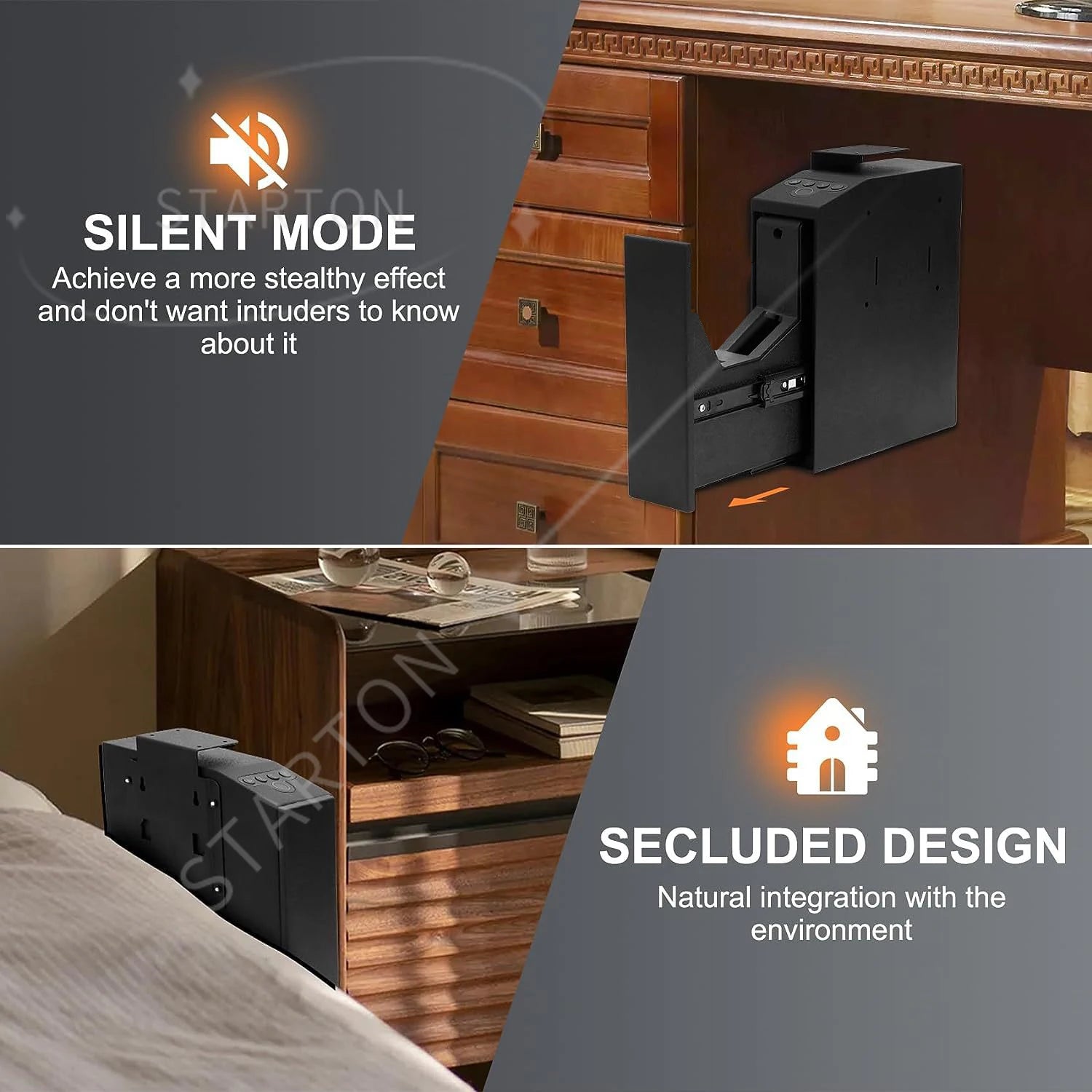 Automatic Pop-up Push and Pull Gun Safe Box with Fingerprint Password Key  for Home Office Security