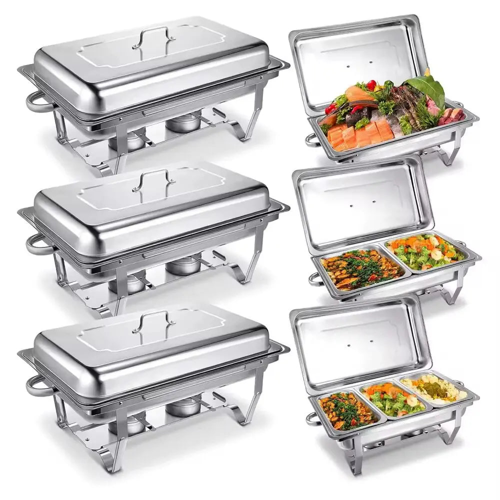 Gold Chafing Dish Gold Plated Stainless Steel Stove Economy Square Folding Flip Hotel Buffet Stove