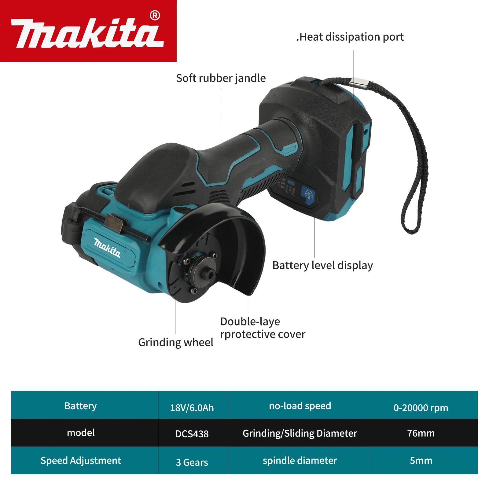 Makita 18V Brushless Cutting Grinder Cordless Tool Low Vibration Stable Running 20000RPM Multi-Scene Use & DIY tools
