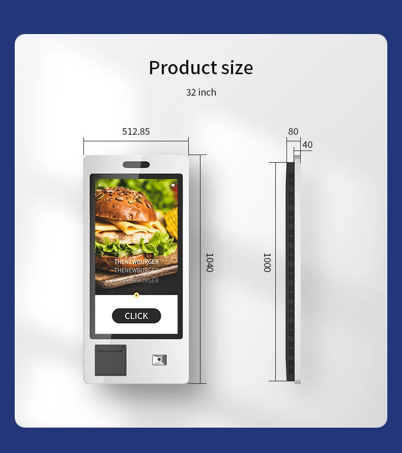 Wall Mount Or Floor Stand Android Os Self Ordering Kiosk Software Touchscreen Interactive Self-service Kiosk