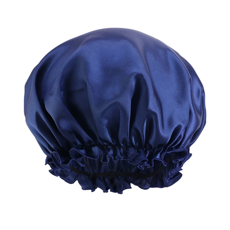 Solid Color Night Sleep Cap Women Elastic Satin Night Sleeping Hat Hair Care Bonnet Nightcap Makeup Head Wrap Cover Shower Cap