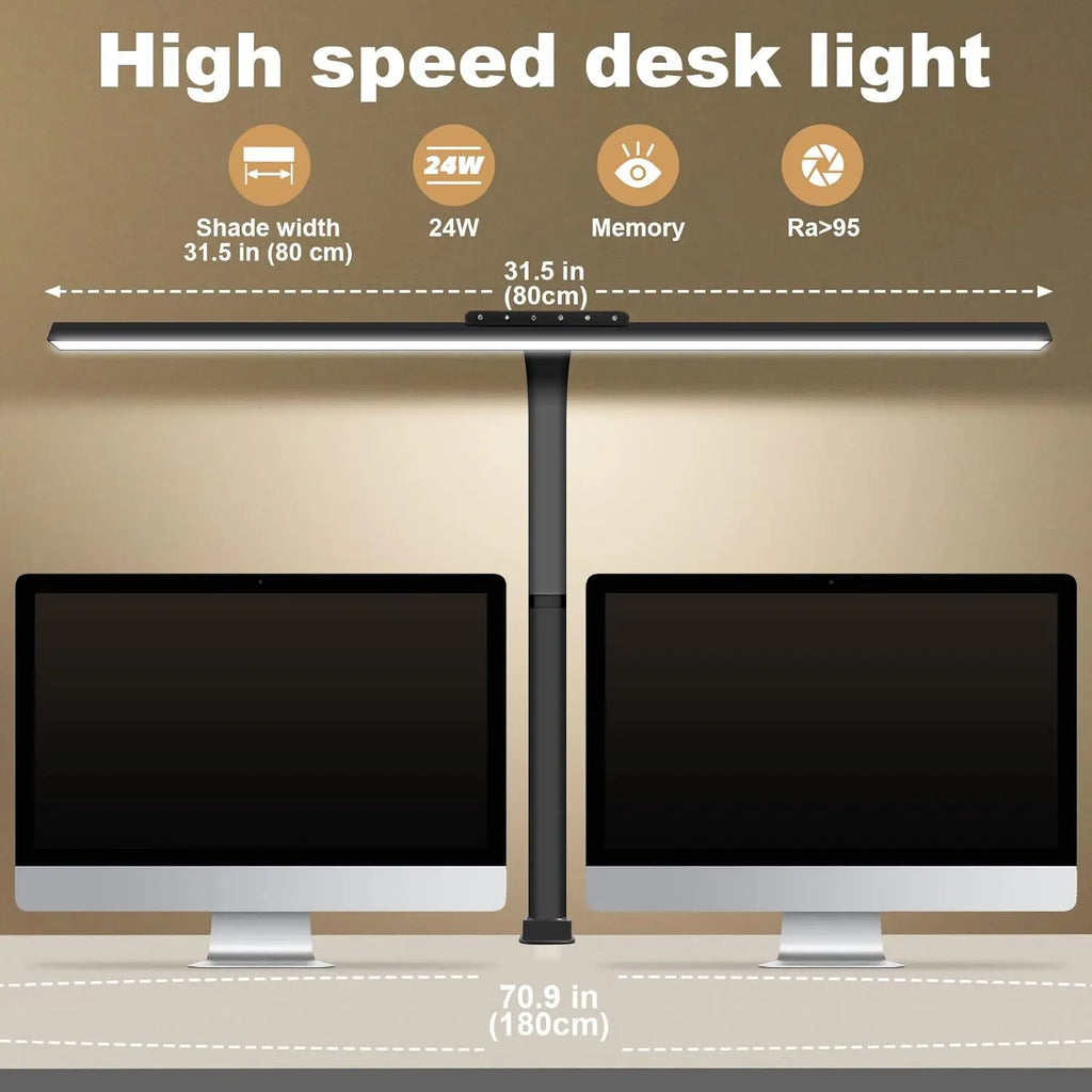 LOOPITYS 24W LED Desk Lamp 80cm 2310 Lumens Touch Control Dimmable Adjustable Color Temperature Clamp Table Lamp
