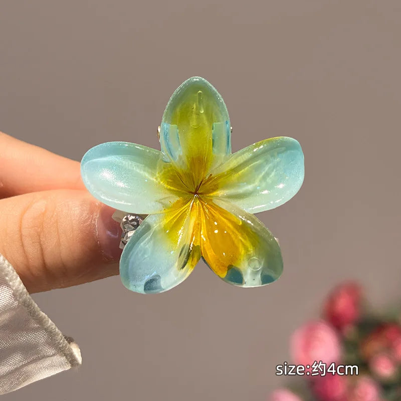 Plumeria Hair Clips Flower Hair Claw Clip Trendy HairClips Korean Hair Accessories For Girls