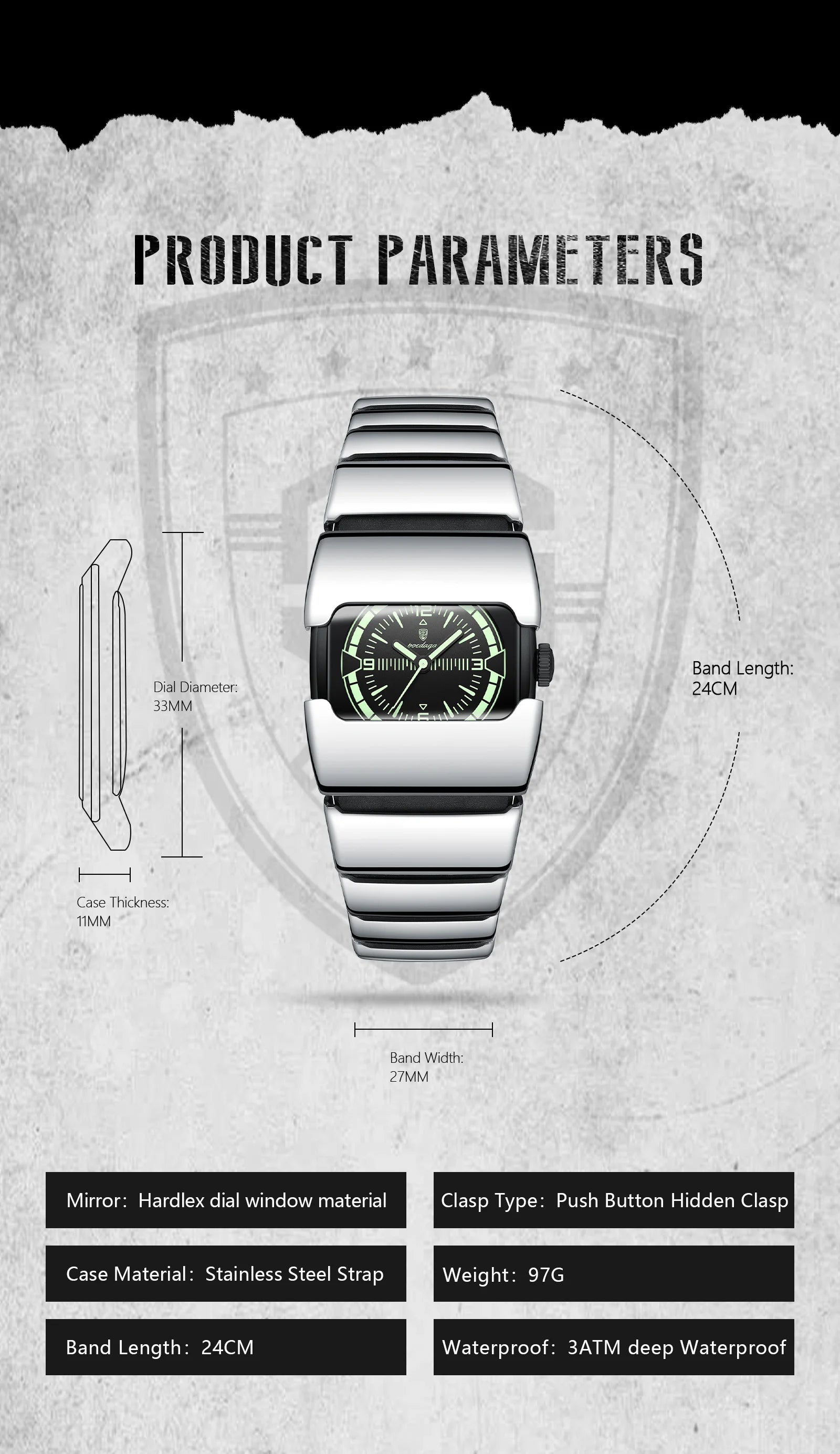 POEDAGAR Original Casual Man Wristwatch Waterproof Luminous Stainless Steel Watch For Men Sports Quartz Men's Watches Male Clock