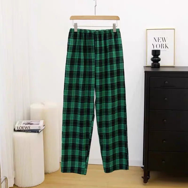 Summer Casual Thin Pajama Pants for Men, Loose Fit, Plus Size, Home Pants That Can Be Worn Outside, Plaid Pants