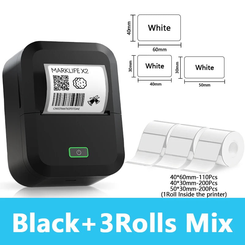 Marklife X2 Mini Thermal Portable Printer Adhesive Label Printer Wireless Bluetooth Similar as B21 B1 Labeling Machine Inkless