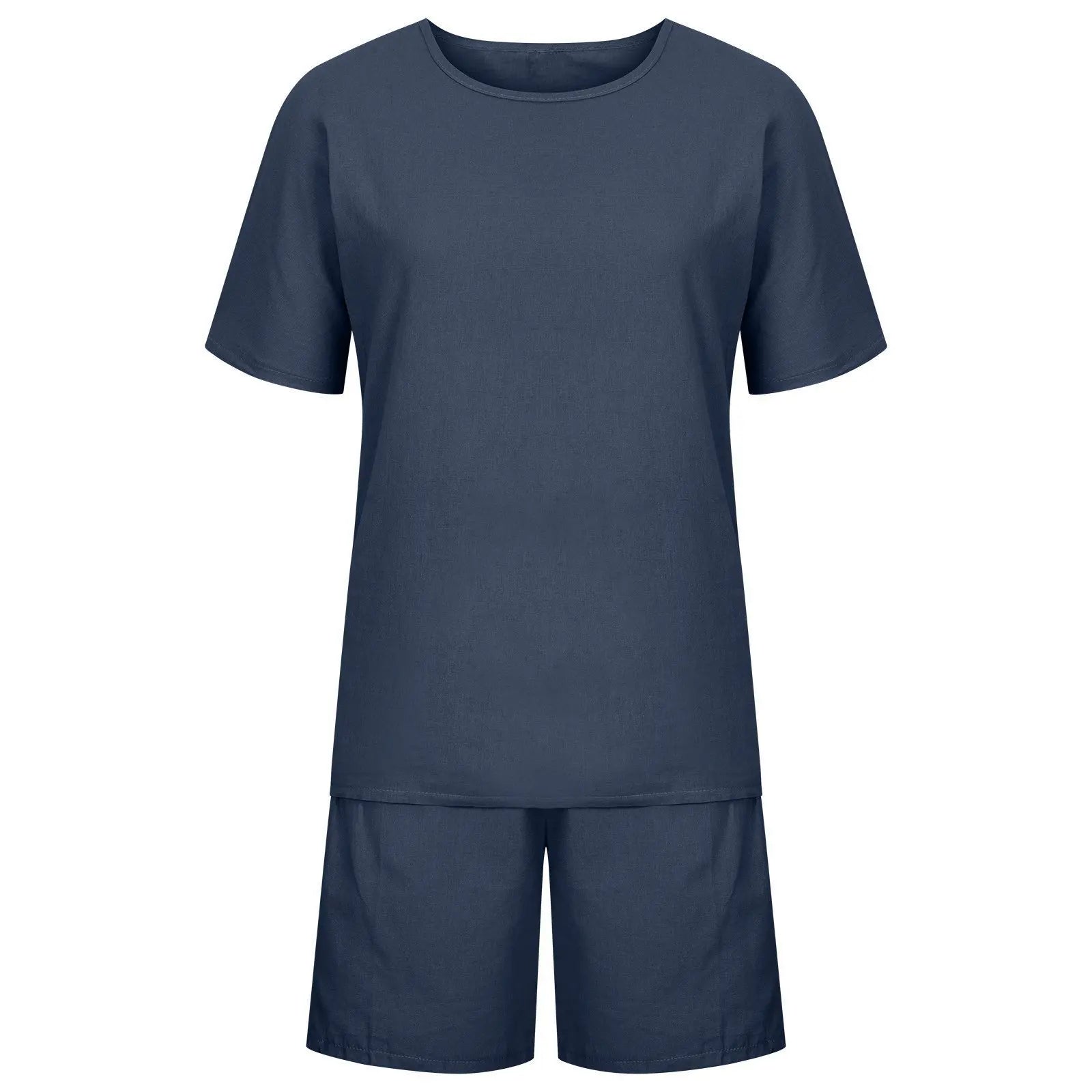 Ladies Shorts Suit Fashionable Summer Women's Elegant Solid Color Pullover Loose Cotton Linen Short Sleeved Shorts Two-piece Set