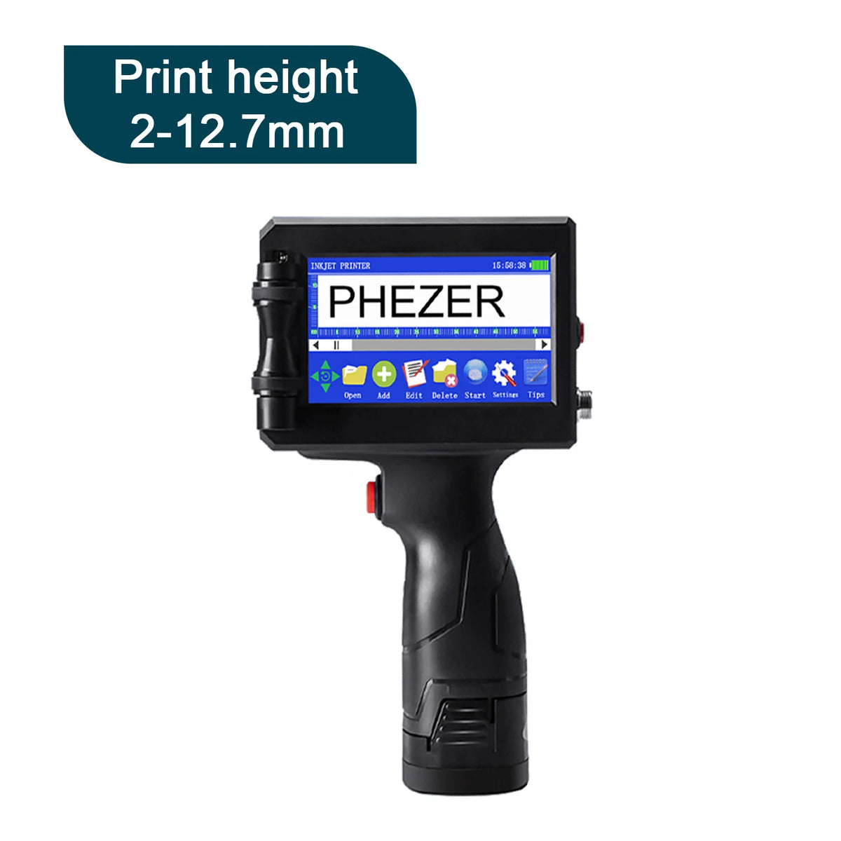 Phezer P15 12.7/25.4mm Handheld Inkjet Printer 28 Languages QR Code Barcode Batch Code Date Marking Expiration Date Coder