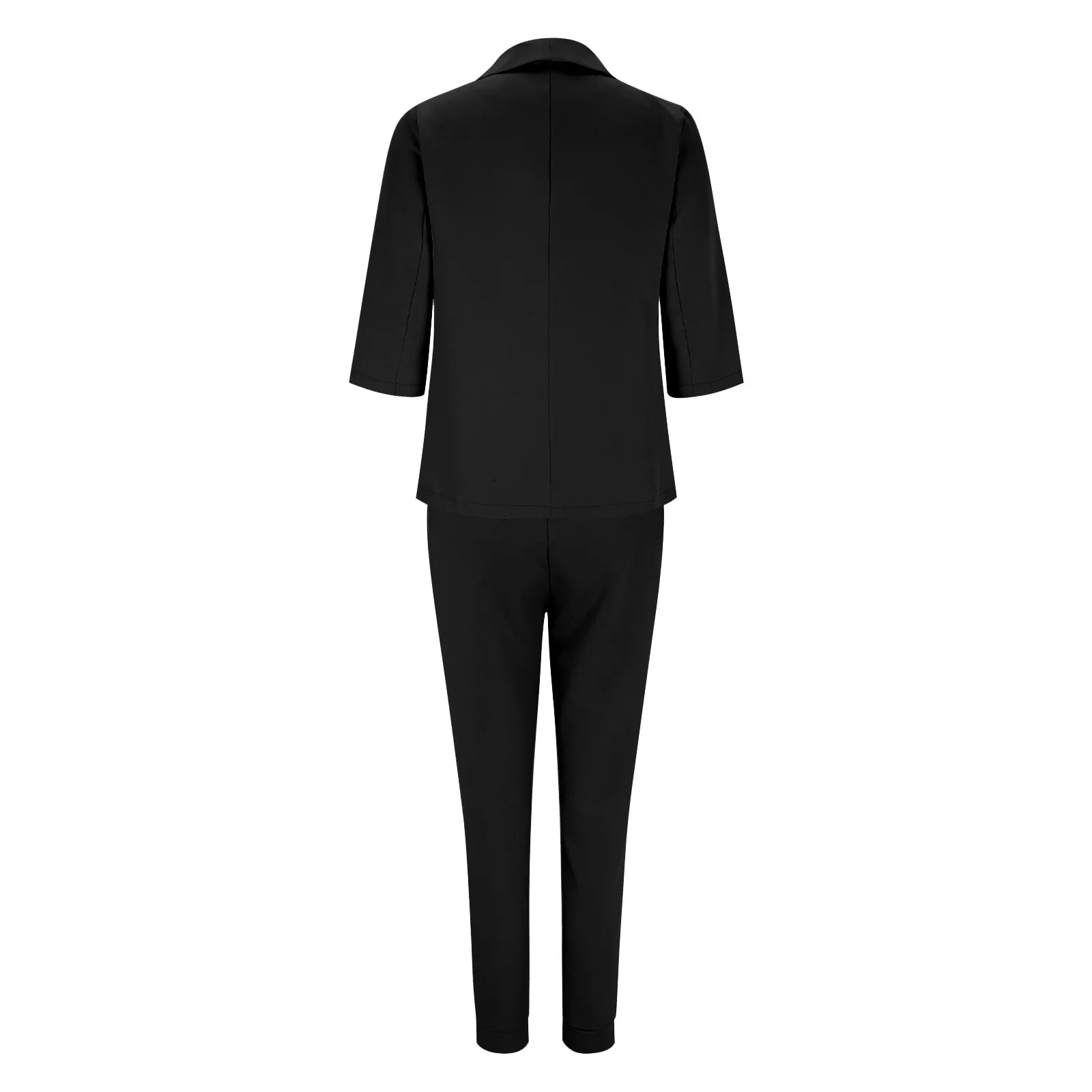 2024 Women's Two Piece Pant Suit Set Outfits Spring Autumn Turn Down Print Blazer Coat Drawstring Pants Suit Women Casual Sets
