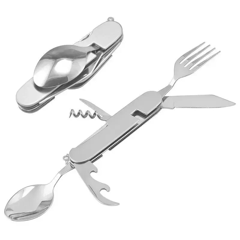 Foldable Camping Utensil Set - Multi-Functional Knife, Fork, Spoon Combo for Outdoor Activities and Sports Camping Picnic Travel