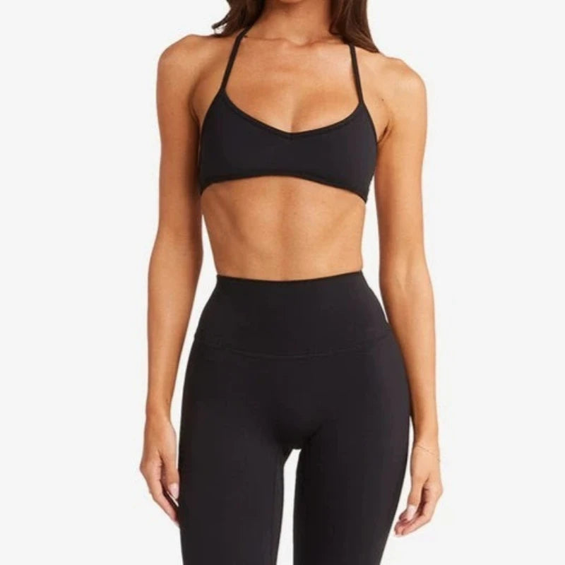 2PCS Yoga Suit Sports Set Gym Set Women Tracksuit Running Workout Clothes Halter Sports Bra Leggings Athletic Wear Yoga Clothing