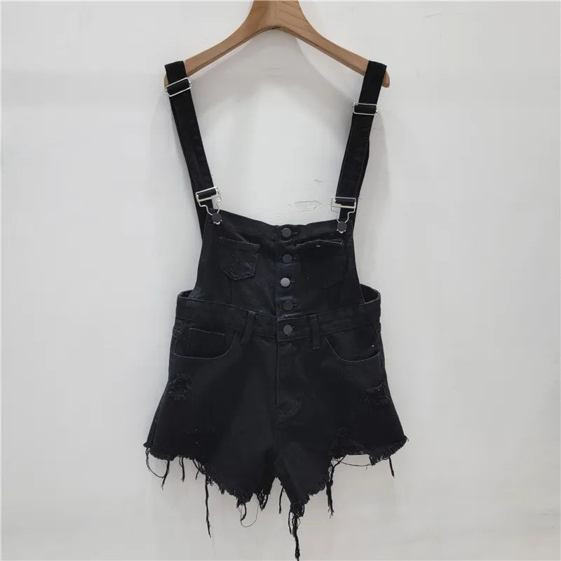 Denim Jumpsuits Short Overalls for Women Fashion Rompers Bodysuit Large Cotton Playsuits Roupas Female 2023 Pink Short Romper