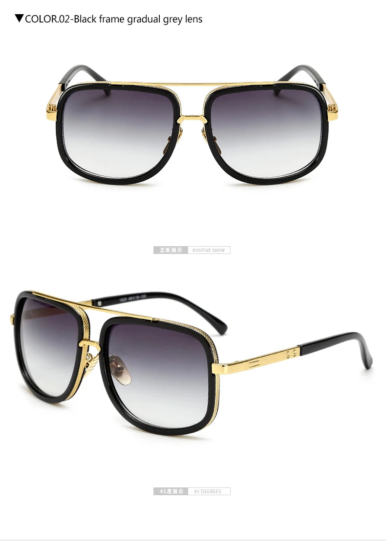 New Fashion Big Frame Sunglasses Men Square Metal Sun Glasses Women Retro Sun Glasses Vintage High Quality