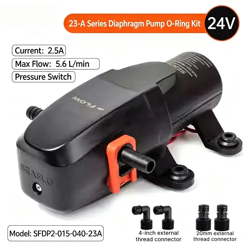 12V 24V DC Diaphragm Water Pump Self Priming Automatic Pressure Pump RV Caravan Boat Yacht Marine Battery Powered Water Transfer