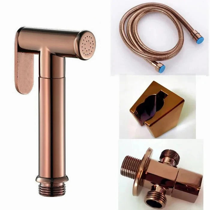 shine polish Rose Gold Hand Held Bidet Sprayer Stainless Steel Douche Kit Toilet Bidet Shattaf Copper Valve Jet Set sprayer head