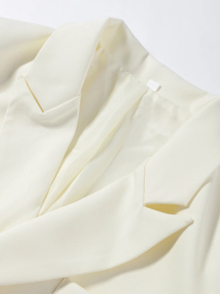 Solid Women Officewear Lapel Pockets Long Sleeve One Button Cinched Waist And Wide Leg Pant Fashion Lady Streetwear Commute 2026