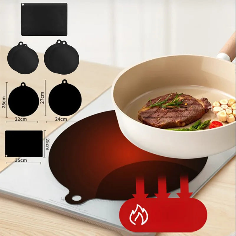 5pcs Induction Cooktop Protector Set Heat Resistant Electromagnetic Stove Protection Rectangular Round Mat Kitchen Accessories