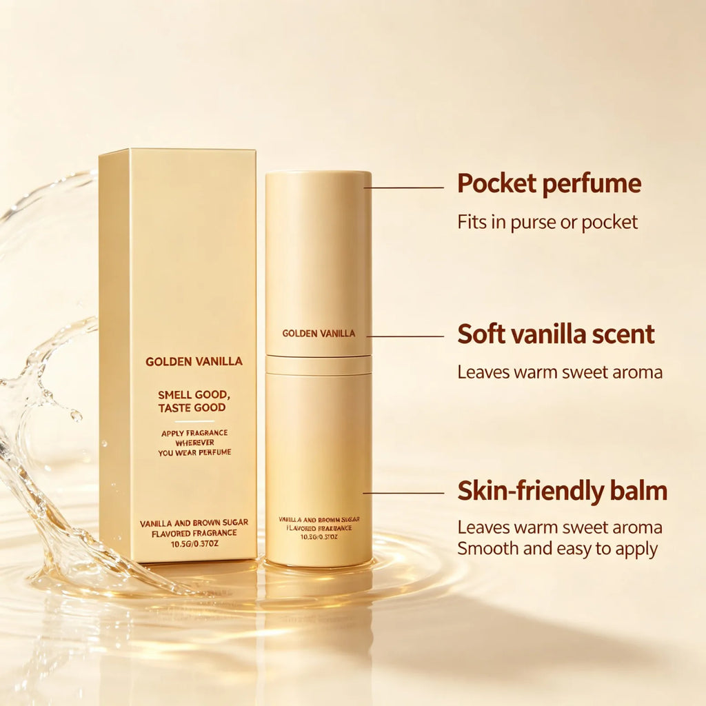 Golden Vanilla Perfume Stick Solid Fragrance Balm Plant Extract Moisturizing Skin Portable Long Lasting Pocket Scent 10g