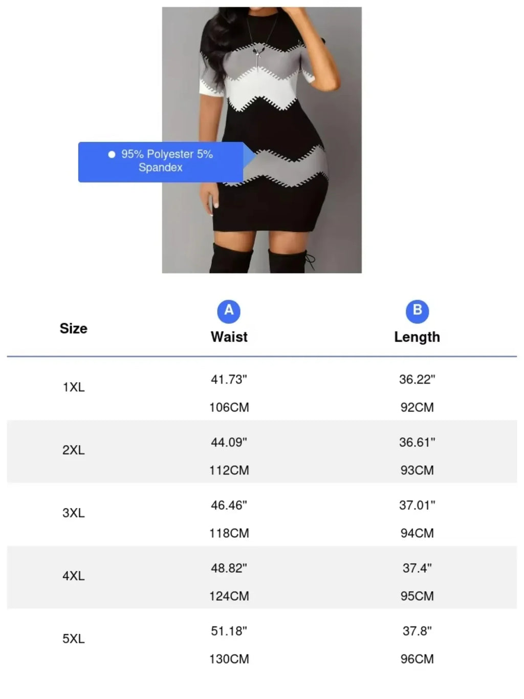 Plus Size Women Geometric Chevron Print Mini Dress, Short Sleeve Round Neck Bodycon Slim Party Dress