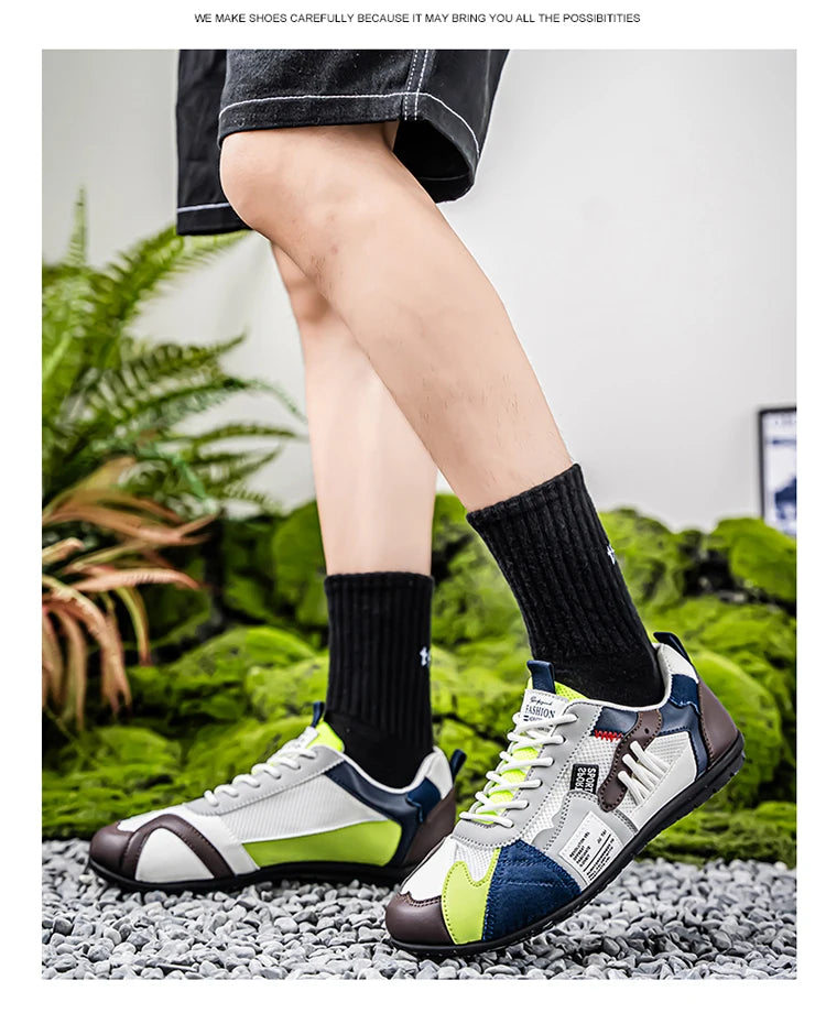 Men's Trendy Black and Gray Color-Blocked Mesh Breathable Casual Sports Shoes, Summer Thin Retro Forrest Gump Shoes, Lightweight Soft-Soled Shock-Absorbing Non-Slip Versatile Wear-Resistant Men's Shoes