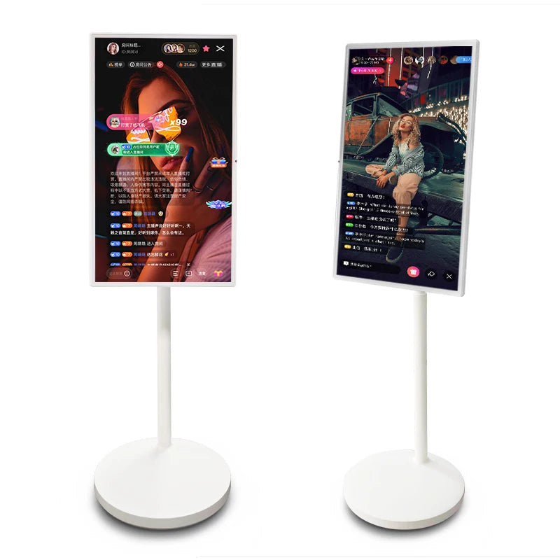 32 Inch Live Streaming Broadcast Equipment Projector Mobile Phone Touch Screen Display Rollable Floor Standing Smart TV