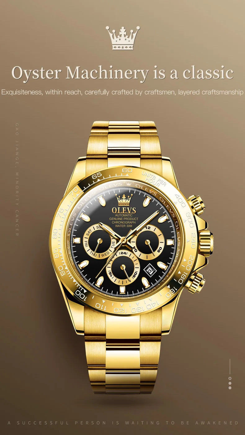 OLEVS 6638 Men Watch Classic Multifunctional Dial Waterproof Luminous Watches Fully Automatic Mechanical Male Wristwatch