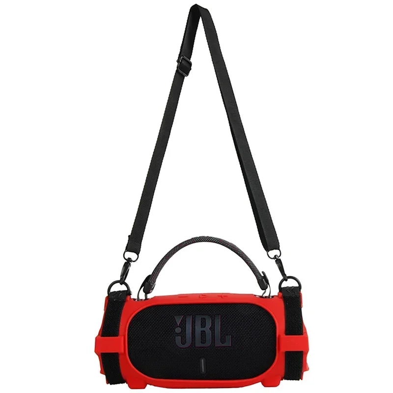 Newest Soft Silicone Case Cover Skin With Strap Carabiner for JBL Charge 6 Portable Waterproof Wireless Bluetooth Speaker