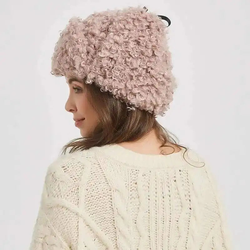 Winter Warm Bomber Hat Women Lamb Wool Faux Fur Hats Outdoor Thicken Earflap Caps Autumn Winter Ear Protect Ski Hat