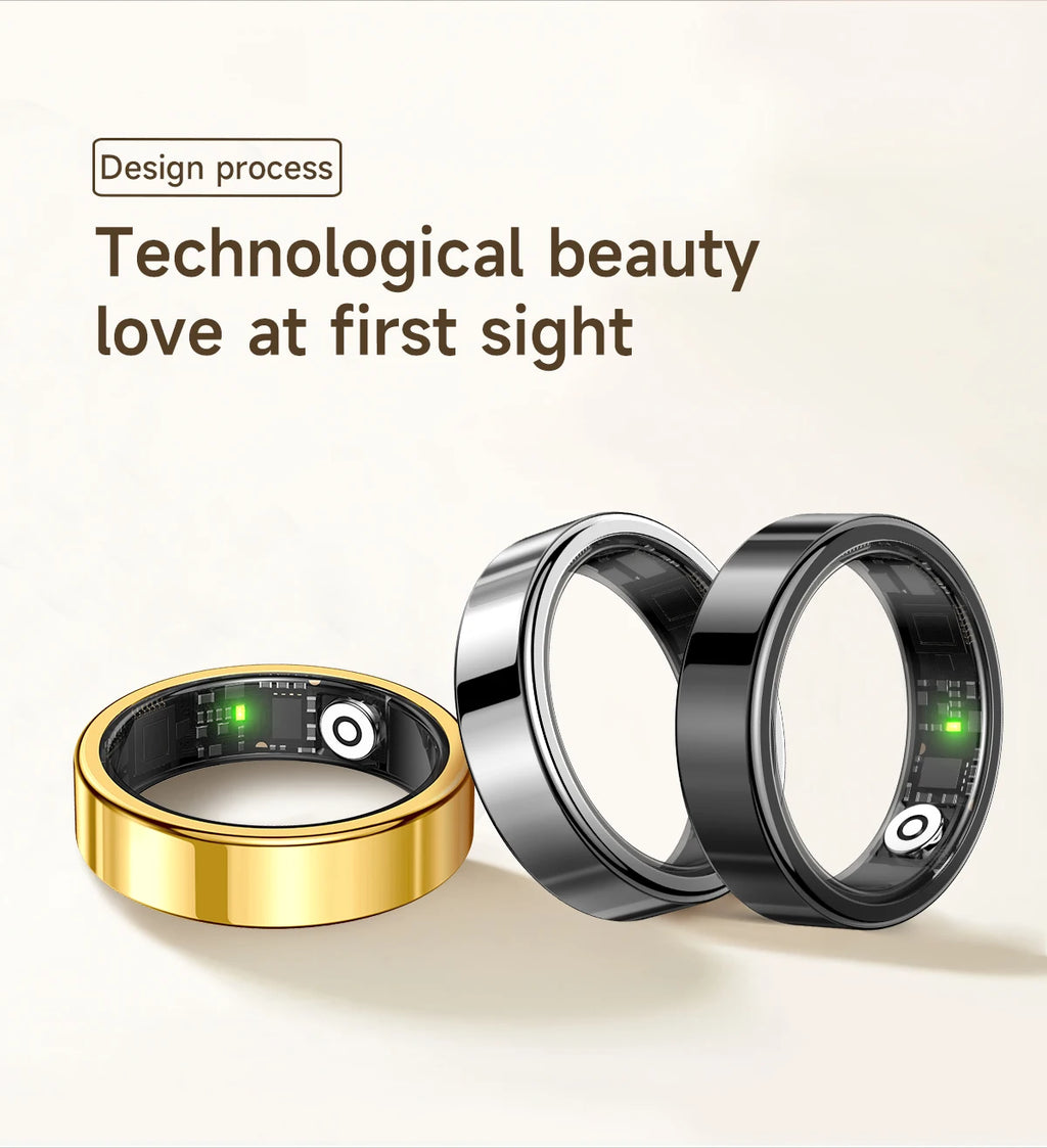 R09 Smart Ring Men Women with Charging Case Heart Rate Blood Oxygen Skin Temperature Monitor Waterproof For Android iOS R12