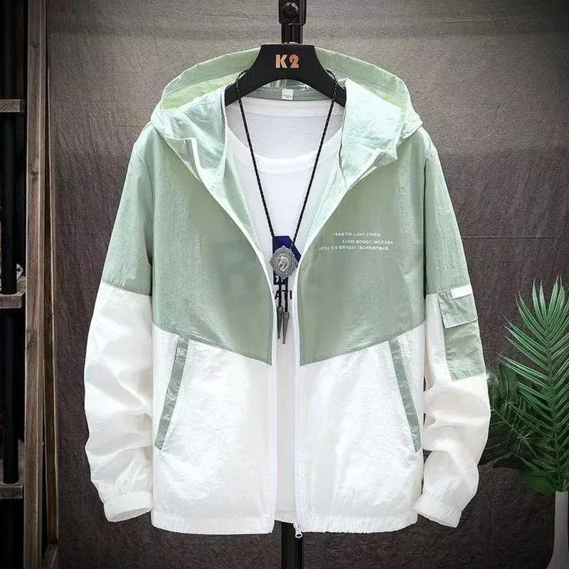 Men's Sun Protection Clothes Jackets Motorcycle Summer Ultra-thin Windproof Ice Silk Windbreaker Male UV Resistant Jacket Coats