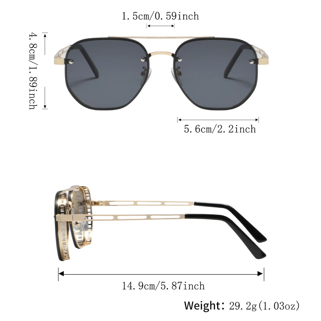 1 Pair of Men's Metal Oval Double-Bridge Glasses, Retro and Exquisite, High-End Luxury Business Style, Elegant and Trendy Fashion Eyeglass Frames, Unisex