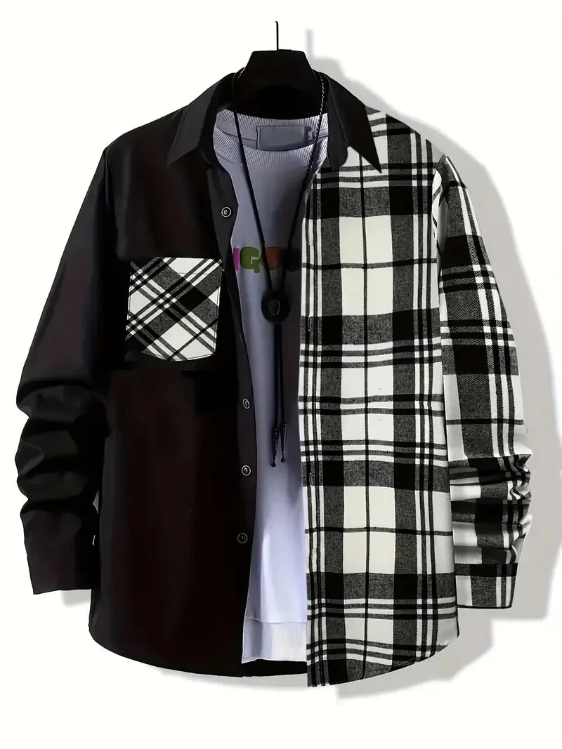Spring and Autumn Men's Casual Shirt New Comfortable, High Quality, Fashionable, Trendy Color Collar Loose Long Sleeve