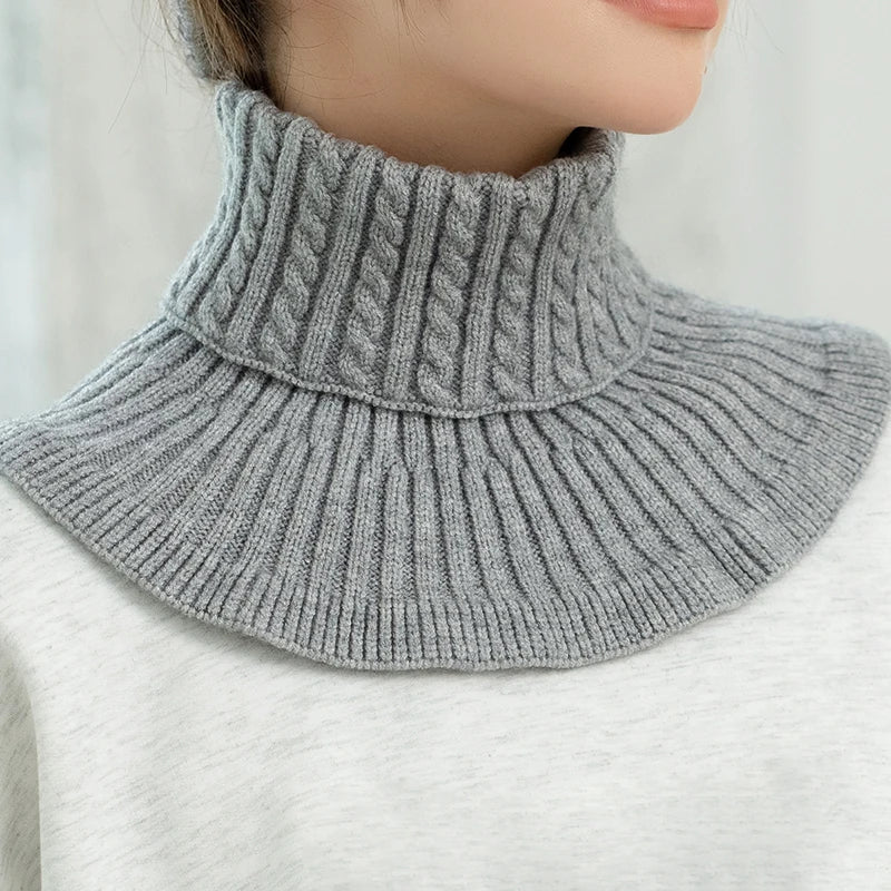 Winter Detachable Cotton Knitted Turtleneck Collar For Women False Collar Fashion Warm Cover Head Neck Guard Collar Unisex