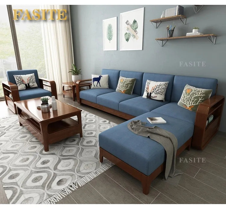 Furniture Nordic Solid WooWooden Living Room Simple sehold Turning Divan Small Apartment