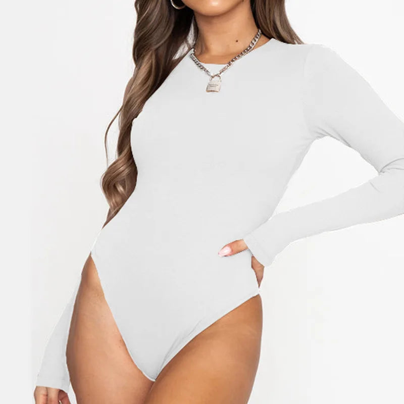 New Long Sleeve Bodysuit for Women Slim Fit Bodycon Bodies Casual One-Piece Jumpsuit Fall Winter Outfits Black Brown