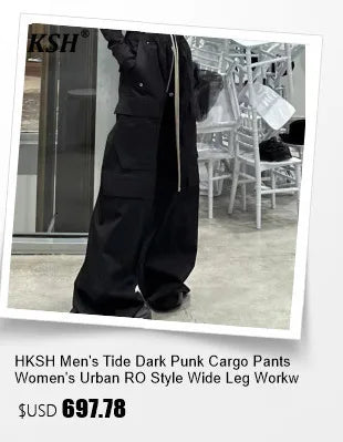 HKSH Autumn New Men's Hooded Distressed Patchwork Folded Waste Land Tactical Punk Techwear Shoulder Batwing Sleeve Jacket HK2392