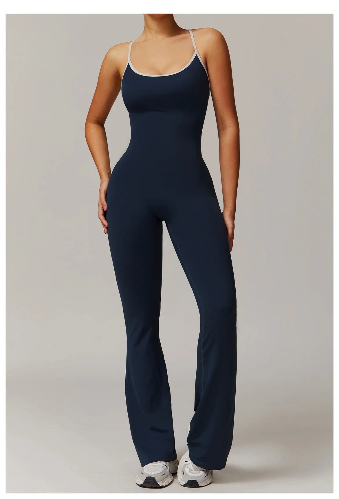 DLT3013 Back Adjustable Shoulder Strap Cross Slim Wide-Leg Yoga Dance Jumpsuit With Chest Pad Women Sports Fitness Jumpsuits