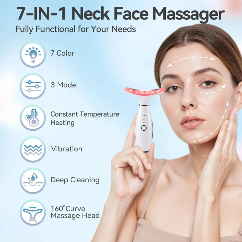 7 Colors Anti Wrinkle Facial Massager Neck Face Beauty Device Skin Tighten Facial Lift Device Reduce Double Chin Skin Care Tool
