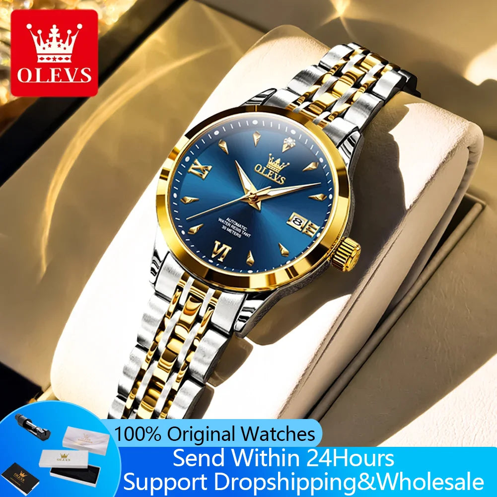 OLEVS 9956 Watch For Women Auto Date Elegant Mechanical Women Watch Waterproof Simple Fashion Business Automatic Wristwatch