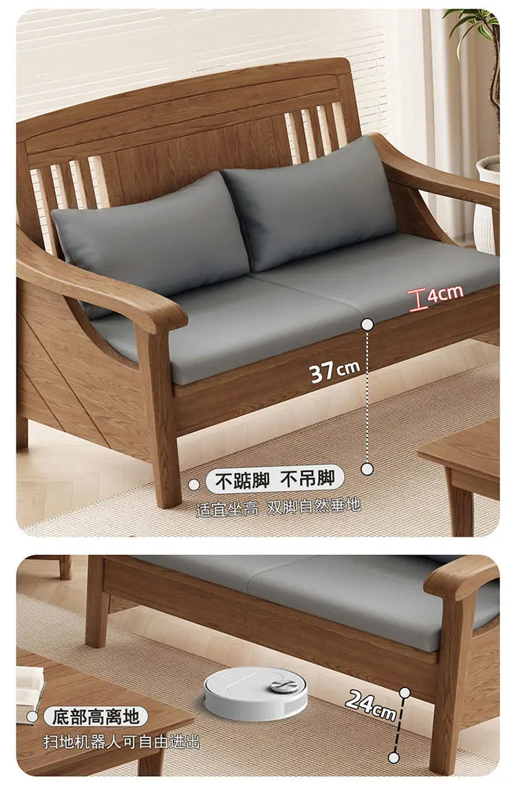 SA-12 Log Color Ash Wood Sofa All Solid Wood Sofa Combination Household Wooden Furniture